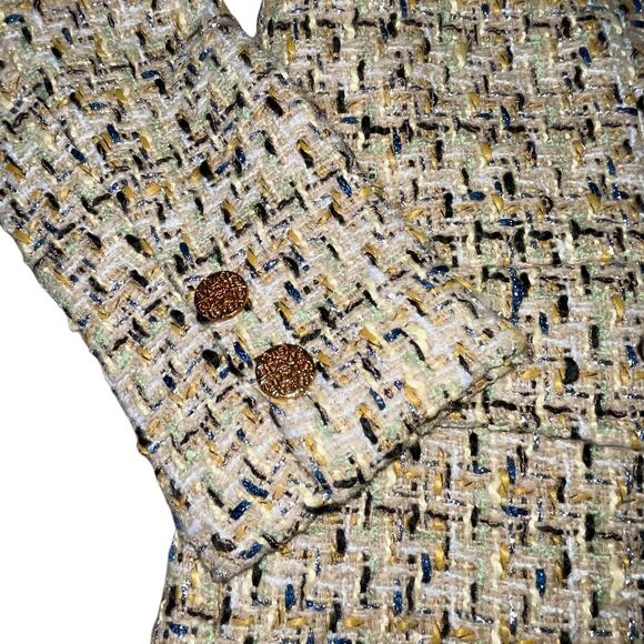 POL Tweed Blazer Jacket Metallic Double Breasted - Picture 6 of 10